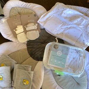 Lotus flower bath mat, weighted sleep set, mitts